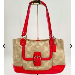 Coach Red and Tan Shoulder Bag